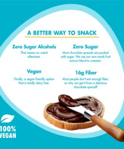 Vegan Cocoa Hazelnut Spread by ChocZero - Keto Friendly, Sugar Free Dessert and Keto Bread Topping - Low Carb Chocolate (1 jar, 12 oz) Dark Chocolate Hazelnut Spread 12 71EkUd0jVHL