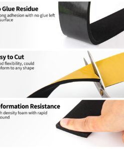 Yotache Adhesive Weather Stripping 2 Rolls 1" W X 1/8" T, Neoprene Foam Weatherstrip Tape for Automotive, 33 Ft Length (2 X 16.5 Ft Each) 1" x 1/8" x 33' 15 71El1oY7HzL