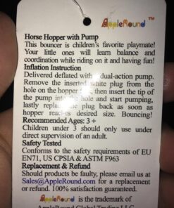 AppleRound Horse Bouncer with Hand Pump, Inflatable Space Hopper, Ride-on Bouncy Horse (Blue) Blue 30 71ElVQWsVDL