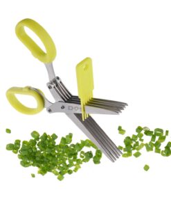 Herb Scissors - 5 Sharp Blades - Cuts, Slices and Chops Herbs 5x Faster - Ideal Time-Saving Kitchen Essential - Cleaning Rake Included - Stainless Steel - with Diamond Shield Cleaning Cloth 10 71Emj7Md0EL