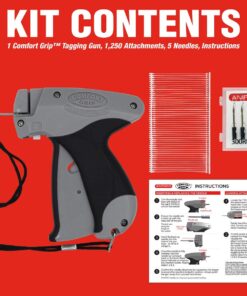 Amram Clothing Tagging Gun, Comfort Grip Model, Price Tag Attacher, Kit Includes Gray Standard Tagger, 1,250 2-in Barbs, 5 Needles; for Manufacturers, Retail, Boutiques, Consignment, Yard Sales 1,250 2-in Attachments, 5 Needles 23 71EnQDOTE1L 1