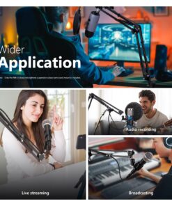 Neewer Microphone Arm Stand, Suspension Boom Scissor Mic Arm Stand with 3/8” to 5/8” Screw and Cable Ties Compatible with Blue Yeti, Snowball, Yeti X, Quadcast and Other Mics, Max Load 1.5kg 46 71EotN1ErL