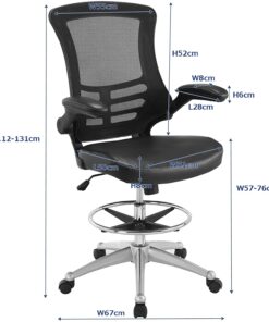 Modway Attainment Vinyl Drafting Chair - Drafting Stool With Flip-Up Arm in Black 32 71EpQBZCyqL