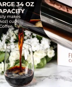 The Original Glass French Press Coffee Maker - Versatile Coffee Press, Tea Press w/ 4 Level Filtration, BPA Free French Press Stainless Steel Coffee Maker by Cafe Du Chateau (34oz) 39 71ErQUvTo1L