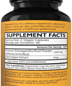 NUTRAHERBALS Ashwagandha Supplement Made with Premium Ashwaganda Root Powder 1200mg with Black Pepper Extract for Increased Absorption - 120 Vegi Capsules 17 71EtIGoaIOL