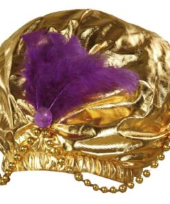 Forum Novelties - Gold Turban with Beads,12" X 18", Fits Standard Adult Head