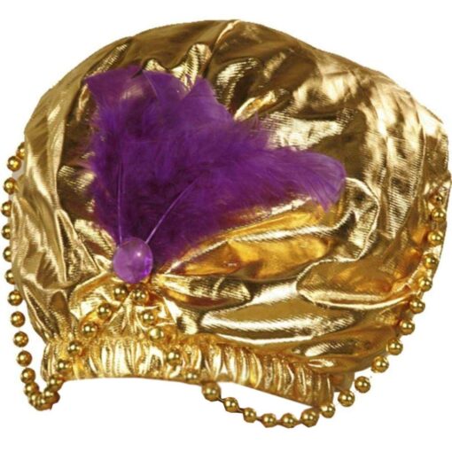 Forum Novelties - Gold Turban with Beads,12" X 18", Fits Standard Adult Head