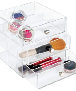 iDesign Plastic Divided 3-Drawer Vanity & Countertop Organizer – 7" x 6.5" x 6.5”, Clear 3 Drawer 30 71EtnGMMVGL 1