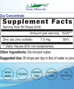 Eidon Ionic Minerals Liquid Zinc Concentrate - Ionic Zinc Supplement Drops for Adults and Kids, Support Immune System, Hair and Skin, Liver and Kidney Health, Relieves Stress - 2 oz 2 Fl Oz (Pack of 1) 7 71Eu McuQL