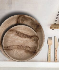 CaterEco Round Palm Leaf Plates set (Pack of 25) | Dinner Plates| Ecofriendly Disposable Dinnerware | Heavy Duty Biodegradable Party Utensils for Wedding, Camping & More 10" (25 Pc) 12 71Eu2O5FtML