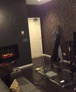 Q QIHANG Modern Abstract Curve 3D Wallpaper Roll Mural Papel De Parede Flocking for Striped Black Brown Color Unpasted Living Room Wall Paper 0.7m x 8.4m=5.88㎡ 35 71EublFWWKL