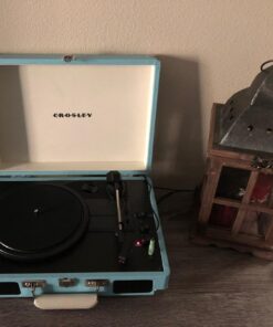 Crosley CR8005D-TU Cruiser Deluxe Vintage 3-Speed Bluetooth Suitcase Vinyl Record Player Turntable, Aqua 42 71Eur1A8okL