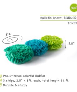 Alternative view of Smart-Fab 3UBR030897 Disposable Ruffled Classroom Bulletin Board Border Fabric Strips - 3 Pack - Use for Arts, Crafts & Decorations, 8 Forest Colors Forest (Turquoise, Grass Green, Apple Green)