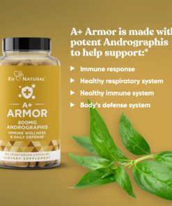 A+ Armor Andrographis Pure 800 Mg – Healthy Immune System Function, Physical Wellness, Potent Strength for Seasonal Protection – Full-Spectrum & Standardized – 60 Vegan Soft Capsules 16 71EvKwv2oXL