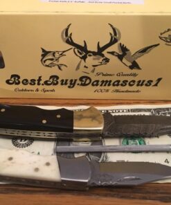 Best.Buy.Damascus1 Pocket knife Buffalo Horn Damascus knife, Pocket Knife For Men, 4pcs Knife Set, Folding Knife, With knife Sharpeners, Premium Quality gifts for men Black 50 71EvirLWCyL