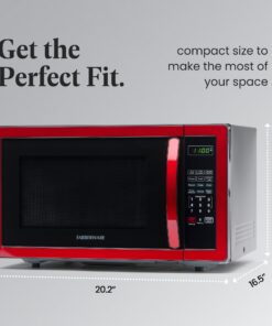 Farberware Countertop Microwave 1000 Watts, 1.1 cu ft - Microwave Oven With LED Lighting and Child Lock - Perfect for Apartments and Dorms - Easy Clean Metallic Red 28 71EwUrVB1xL