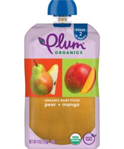 Plum Organics Stage 2 Organic Baby Food - Pear and Mango - 4 oz Pouch (Pack of 12) - Organic Fruit and Vegetable Baby Food Pouch 4 Ounce (Pack of 12) 16 71Ewl1dXJeL