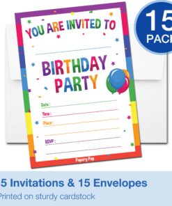 Alternative view of Birthday Invitations with Envelopes (15 Pack) - Kids Birthday Party Invitations for Boys or Girls - Rainbow