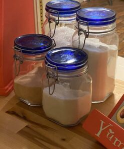 Bormioli Rocco Fido Square Jaw with Blue Lid, 33-3/4-Ounce, 33.75 Ounce, Clear 19 71ExaYQEgeL