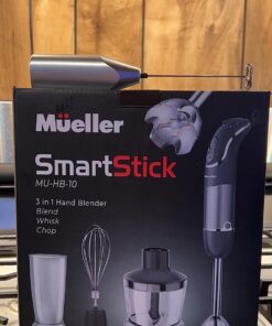 Mueller Smart Stick 800W, 12 Speed and Turbo Mode, 3-in-1, Heaviest Duty Copper Motor Immersion Blender, Titanium Steel Blades Hand Blender, Comfygrip Handle, Whisk, Beaker/Measuring Cup 36 71F IsnC1wL