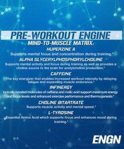EVL Intense Pre Workout with Creatine - Pre Workout Powder Drink for Lasting Energy Focus and Recovery - ENGN Energizing Pre Workout for Men with Beta Alanine Caffeine and L Theanine - Blue Raz 28 71F1 YSqS2L