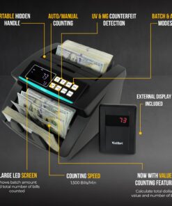 KOLIBRI Money Counter Machine with Advanced Counterfeit Detection & LCD Display | 1,500 Bills per Minute Cash Counter | Add and Batch Modes | 3-year Warranty, 24/7 US Customer Support (2024 Model) 21 71F3YnILOwL 2