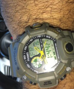 FANMIS Mens Analog Digital Dual Display Sports Watches Military Multifunctional 50M Waterproof LED Watch with Alarm Stopwatch Backlight 12H/24H Outdoor Running Swimming Green 37 71F3iUj1klL