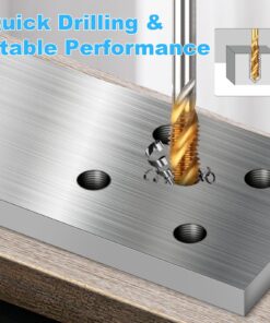 Rocaris 5 Pcs M3 M4 M5 M6 M8 Titanium Coated HSS Spiral Flute Metric Taps Set 12 71F44hSJ25L