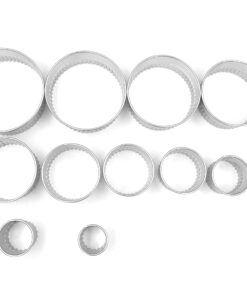 Alternative view of JOKUMO 11 Piece Graduated Sizes Fluted Edge Round Pastry/Cookie Cutter Set Heavy Duty 18/8 304 Stainless Steel – Metal Engrave Size –Tin Storage Box for Scones, Pastries, Baking, Desserts, Muffins, 11 Pcs Fluted Edge Round Cutter Set