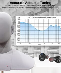 TOZO T10 Bluetooth 5.3 Wireless Earbuds with Wireless Charging Case IPX8 Waterproof Stereo Headphones in Ear Built in Mic Headset Premium Sound with Deep Bass for Sport Black Small Classic Edition 40 71F5A2AsJPL