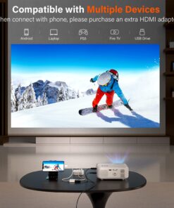 Mini Projector, VOPLLS 1080P Full HD Supported Video Projector, Portable Outdoor Home Theater Movie Projector, 50% Zoom, Compatible with HDMI, USB, AV, Smartphone/Tablet/Laptop/PC/TV Box A-Mini projector 27 71F5OGcIouL