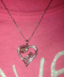 Jewelili Open Heart Mom Script and Rose Necklace Pendant in 14K Rose Gold Over Sterling Silver with Round Diamonds and 18 inch Rolo Chain 22 71F5WzWKAjL