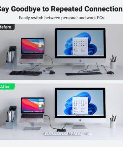 UGREEN USB 3.0 Switch Selector 2 Computers Share 4 USB 3.0 Ports KVM Switcher USB for PC Laptop Keyboard Mouse Printer Scanner One Button Switch Adapter with 2 Pack USB 3.0 Cables 36 71F7BYJqULL