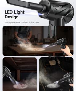 Air Duster, 91000RPM Compressed Air Duster with LED Light, Electric Air Blower for Computer Keyboard Car Cleaning 6000mAh Rechargeable Fast Charging Corldess Air Can Duster Black 16 71F7BrODaaL