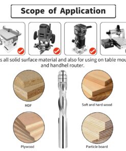 UP/Down Cut Spiral Flush Trim Router Bit,1/2 Shank Extra Long 4 Inch Solid Carbide Spiral Compression Flush Cut Router Bit with Bottom Bearing 1-1/2 Inch Cutting Length Bits for Wood Trimming 1/2 Shank 10 71F7JKBTyCL