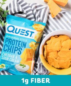 Quest Nutrition Cheddar & Sour Cream Protein Chips, Low Carb, Gluten Free, Potato Free, Baked, Pack of 8 1.7 Ounce (Pack of 8) 22 71F7TLE4BqL
