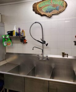 CWM Commercial Sink Faucet with Sprayer 36 inch Commercial Faucet Pre Rinse Sprayer 8 inch Wall Mount Center with 12 inch Add on Spout 21 71F7r4s5zBL