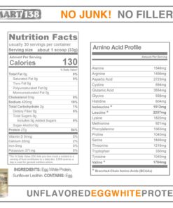 Smart138 Pure Egg White Protein Powder, No Junk No FIllers - Non-GMO, Gluten-Free, Soy-Free, Dairy-Free, Keto (Low Carb), Paleo, Made in USA, (1000g / 2.2lbs, Unflavored) 2.2 Pound (Pack of 1) 9 71F8LXJPBPL