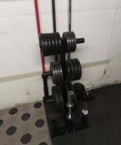 Olympic 2-inch Weight Plate Tree Rack with 6 Barbell Holders - Holds Up to 800 lbs. of Olympic Weight Plates – Workout & Lifting Equipment for Professional & Home Gym Storage Use - Assembly Required 30 71F8NpYdV L