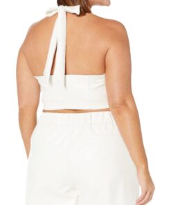 The Drop Women's Gage Vegan Leather Twist Front Halter Top X-Large Ivory 10 71F8RH1rZuL