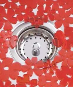 iDesign Blumz Floral BPA-Free Flexible PVC Plastic Large Sink Protector Mat - 16" x 12.5", Red 11 71F8qoa3tHL