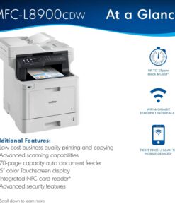 Brother MFC-L8900CDW Business Color Laser All-in-One Printer, Amazon Dash Replenishment Ready MFCL8900CDW: 5” Touchscreen 23 71F9C1xIrdL