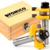 YONICO Tongue and Groove Router Bits Set for 3/4-Inch Stock 1/2-Inch Cutting Depth 1/4-Inch Tongue 2 Bit 1/2-Inch Shank 15221 Up to 3/4" Stock - 1/2" Depth - 1/2" Shank