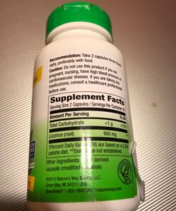 Nature's Way Licorice Root Capsules for Adults, Traditional Digestive Health Support Supplement*, 900 mg per serving, 100 Vegan Capsules 37 71F9Gs4dpLL