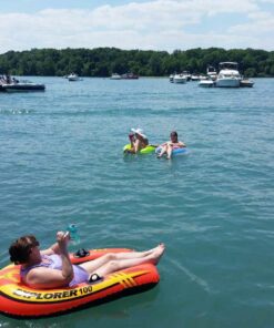 INTEX Explorer Inflatable Boat Series: Dual Air Chambers – Welded Oar Locks – Grab Handles – Bow Rope – Sporty Design Explorer 100 32 71F9ohK5BnL