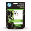 HP 63 Black/Tri-color Ink (2-pack) | Works with HP DeskJet 1112, 2130, 3630 Series; HP ENVY 4510, 4520 Series; HP OfficeJet 3830, 4650, 5200 Series | Eligible for Instant Ink | L0R46AN 12 71FA DoWzrL