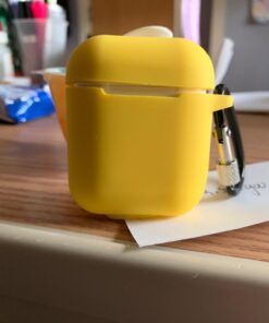 SATLITOG AirPods Case Cover with Secure Lock Keychain, Protective Silicone Cover Compatible with Apple AirPods 2nd & 1st Charging Case - Yellow 58 71FAJhTLTDL 1