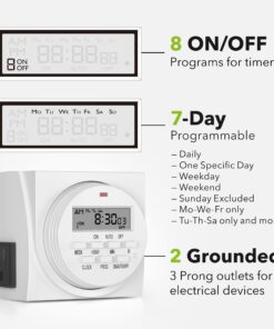 BN-LINK 7 Day Heavy Duty Digital Programmable Timer, FD60 U6, 115V, 60Hz, Dual Outlet, Indoor, for Lamp Light Fan Security UL Listed FD-60/U6 24 71FARJaIElL