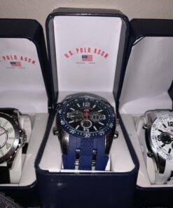 U.S. Polo Assn. Sport Men's US9284 Blue and Silver-Tone Analog/Digital Chronograph Watch 25 71FATT94i0L