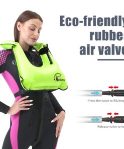 Rrtizan Snorkel Vest, Adults Portable Inflatable Swim Vest Jackets for Snorkeling Swimming Diving Safety Green one_size 28 71FBPx0G2kL